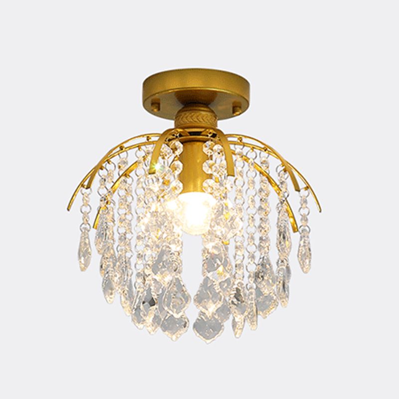 Contemporary Teardrop-Like Flush Light Fixture Crystal 1 Light Flush Mount Lighting