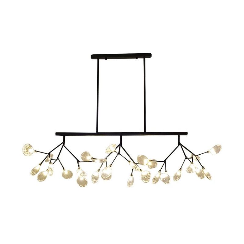 Firefly Hanging Island Light Modernist Clear Glass Dining Table Ceiling Pendant in Black/Gold