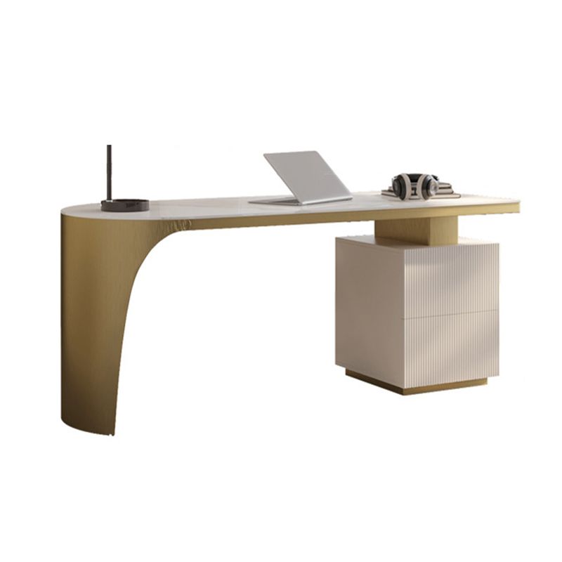 Stone Peninsula Office Desk 2 Drawers 27.56" Tall Writing Desk