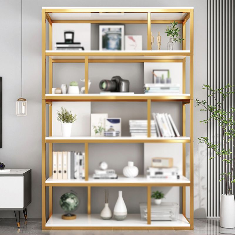 Industrial Metal Etagere Bookcase Open Back Bookshelf for Home Office