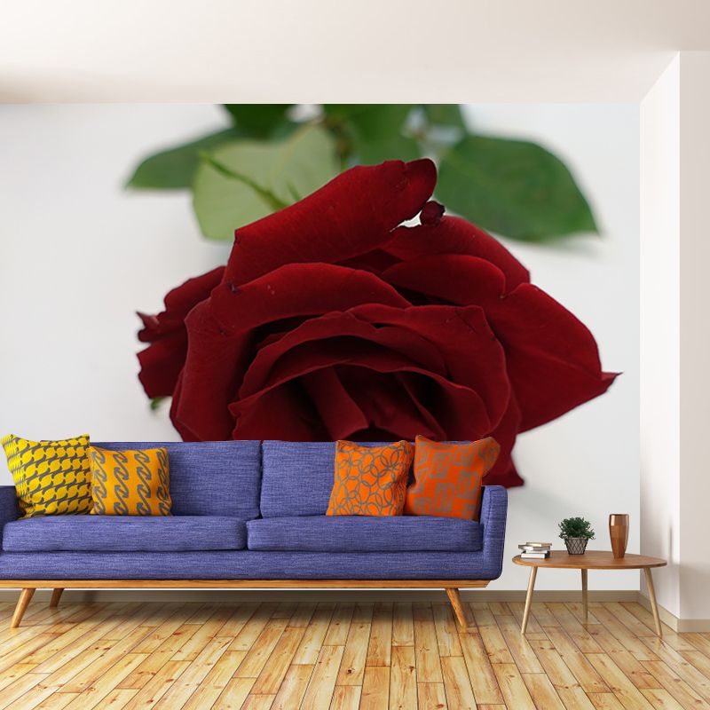 Elegant Rose Mural Wallpaper Washable Wall Covring for Girls' Bedroom Home Decor