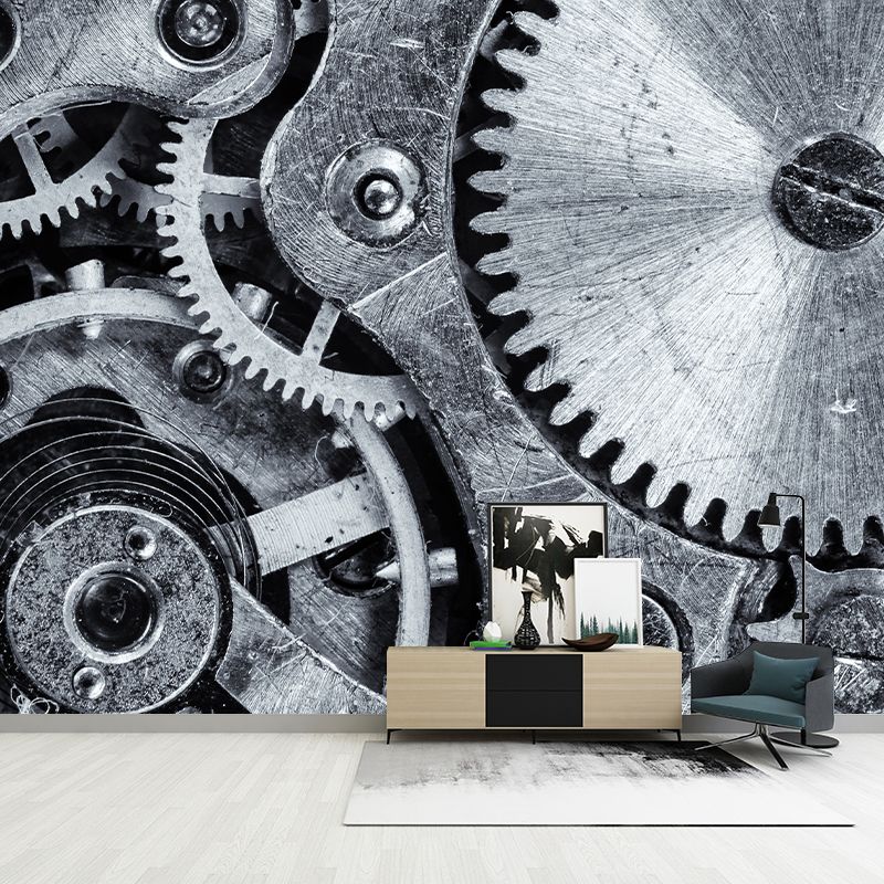 Retro Style Metal Gear Wall Mural Home Decoration Stain Resistant Mural for Living Room