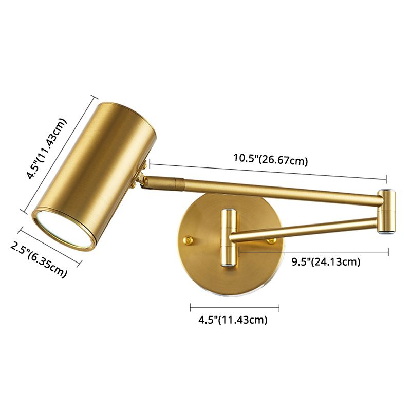 Swing Arm Metal Wall Sconce Light Nordic Cylinder Shade Sconce Light for Bedroom