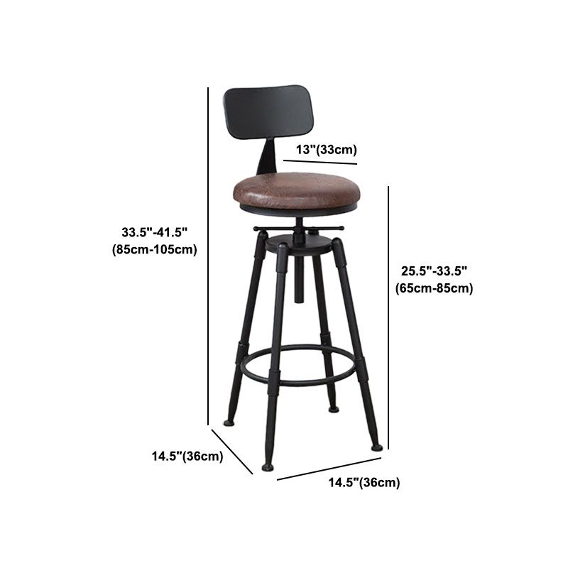 Industrial Metal Barstool Footrest Wood Counter Stool in Matte Finish