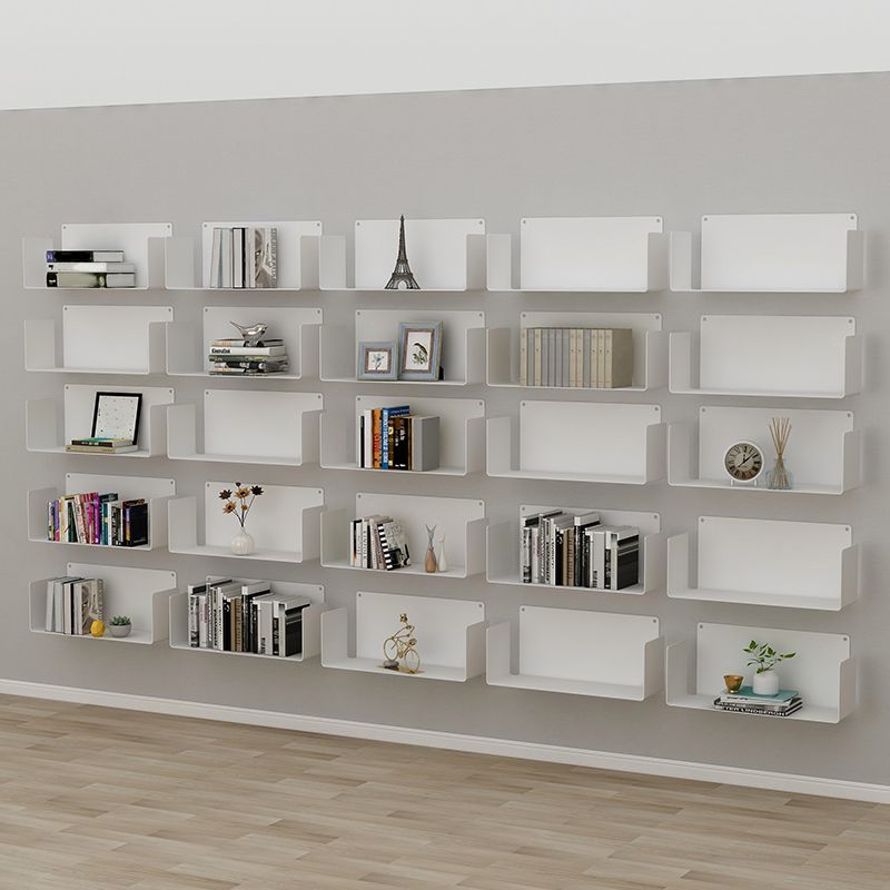 Contemporary Metal Bookshelf Floating Closed Back Bookcase with Shelves