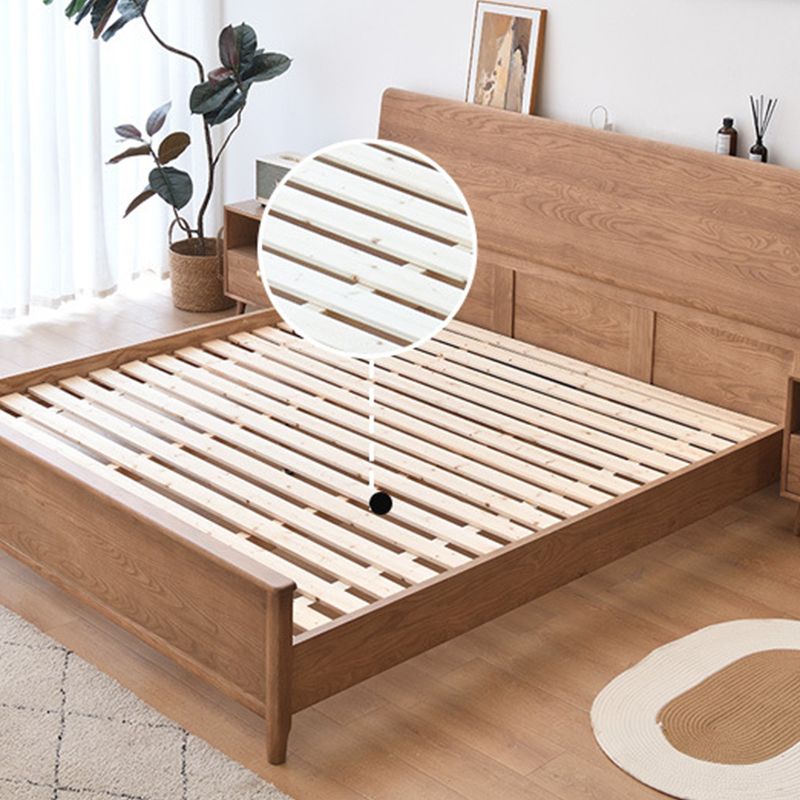 Modern Standard Bed Rectangular Solid Wood Panel Bedwith Headboard