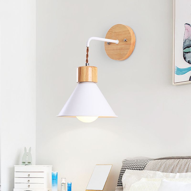 Trumpette Metal Sconce Modernisme 1 tête gris / blanc / rose mural luminaire pour le chevet