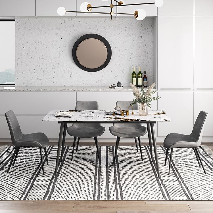 Rectangle 4 Legs Industrial Dining Table Fixed Table of Sintered Stone