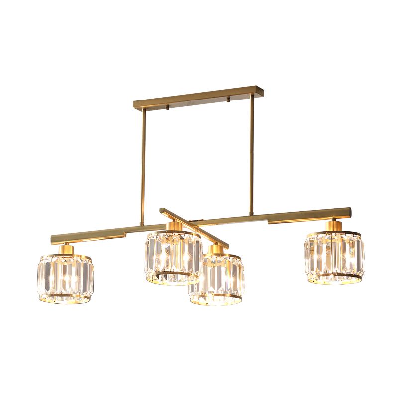 Modern Style Cylinder Island Lighting Fixtures Crystal 4- Light Island Pendant Lights