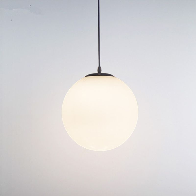 Glass Globe Pendant Light Fixture Contemporary Style Hanging Light Fixture in White