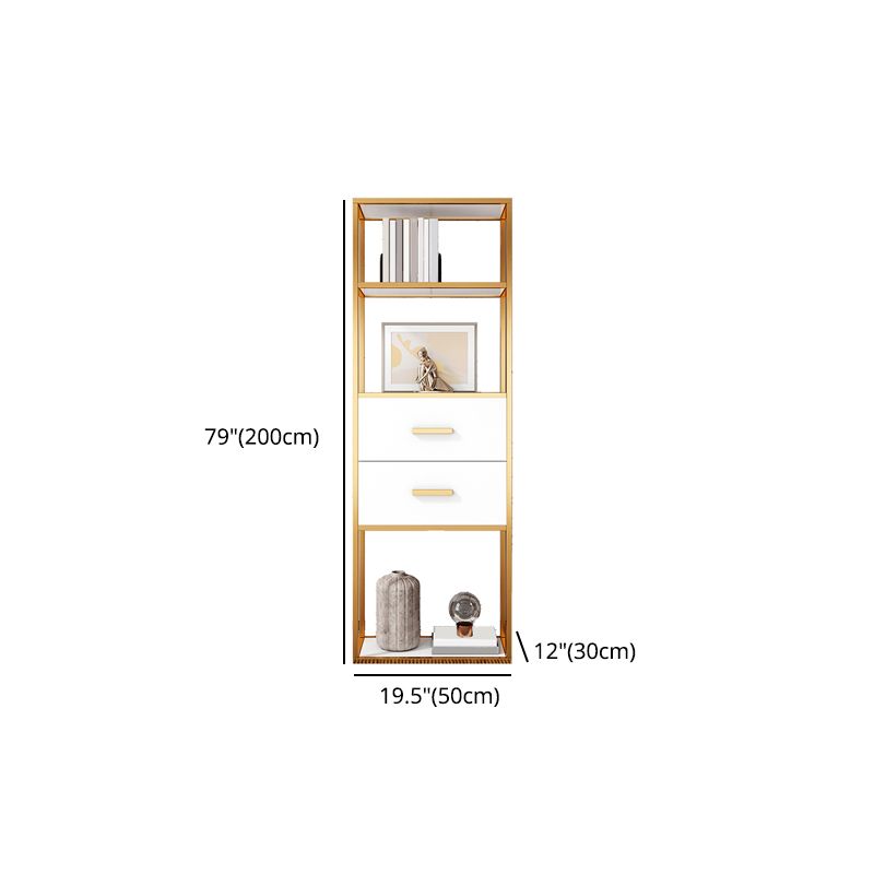 78.74"H Bookshelf Contemporary Style Bookcase with 2 Drawers for Home Office