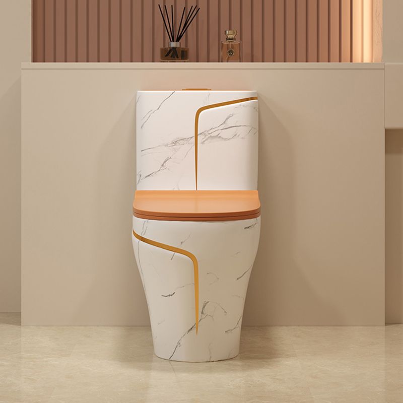 Traditional Orange Ceramic Flush Toilet Floor Mounted Urine Toilet for Washroom