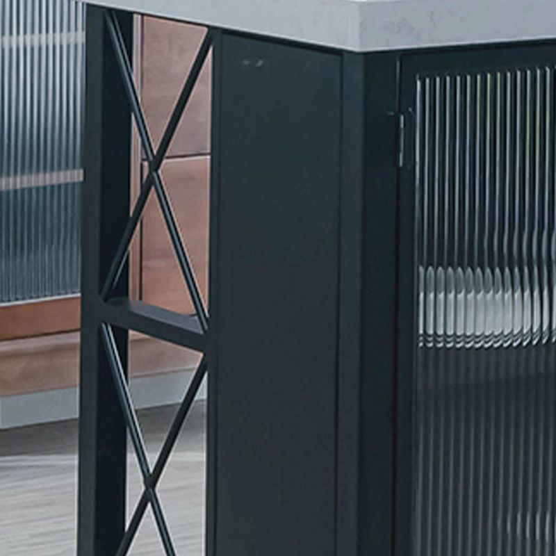 Kitchen Island Table Dining Room Prep Table with Storage Cabinet