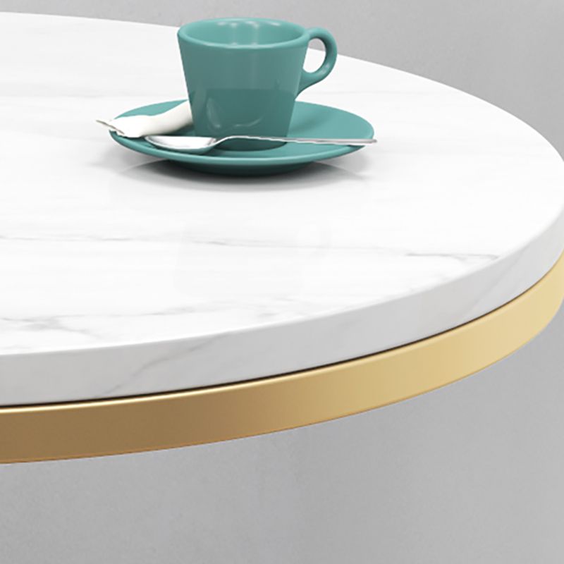 Gold Base Bar Table White Stone Fixed Pub Height Dining Table