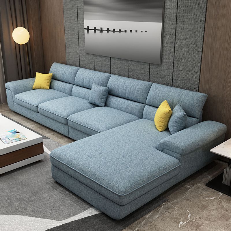 137.8"L x 70.87"W x 37.4"H Removable Cushions Sectionals in Khaki/Blue/Gray