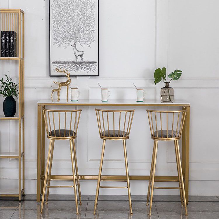 Glam Rectangle Bar Table Set 1/4/7 Pieces Faux Marble Fixed Counter Table Set