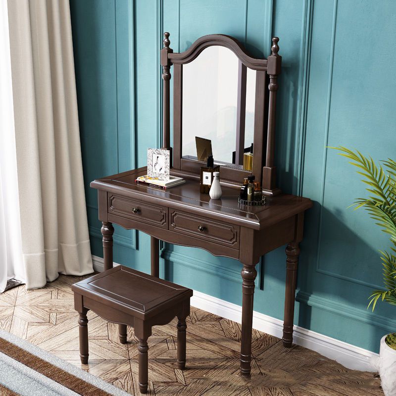 Victorian Dressing Table with 2-Drawers and Mirror Make-up Vanity
