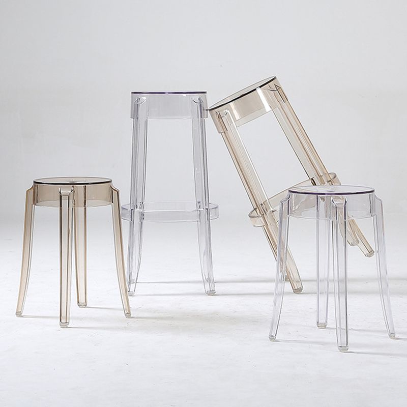 Sgabelli da bar scandinavi senza schienale in plastica trasparente