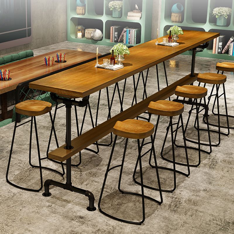 Industrial Bar Height Pub Table Iron Frame Counter Height Dining Table