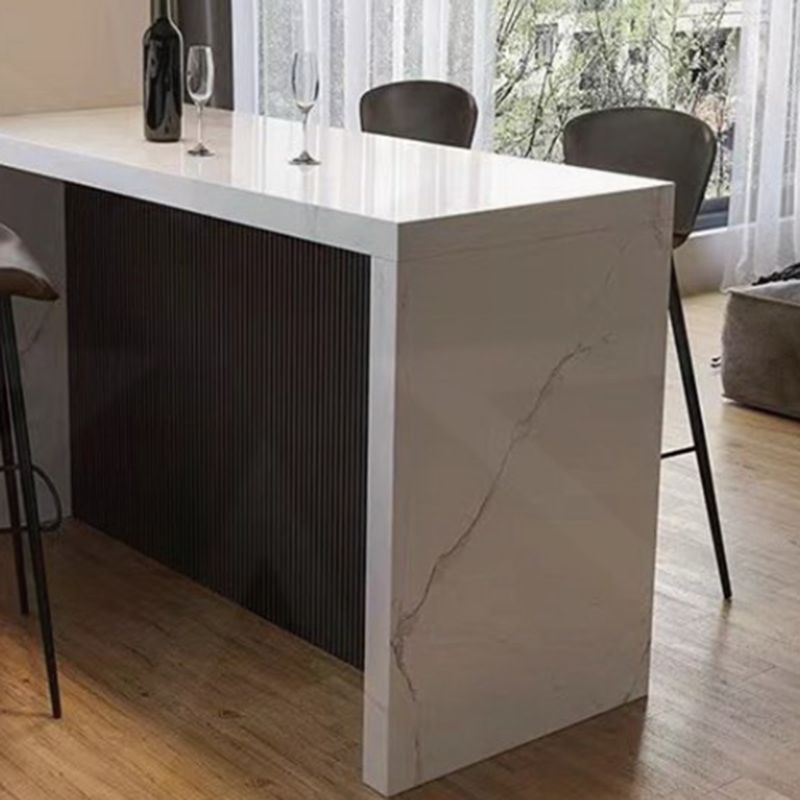 Glam Style Rectangle Bar Table White Colour Faux Marble Bar Dining Table