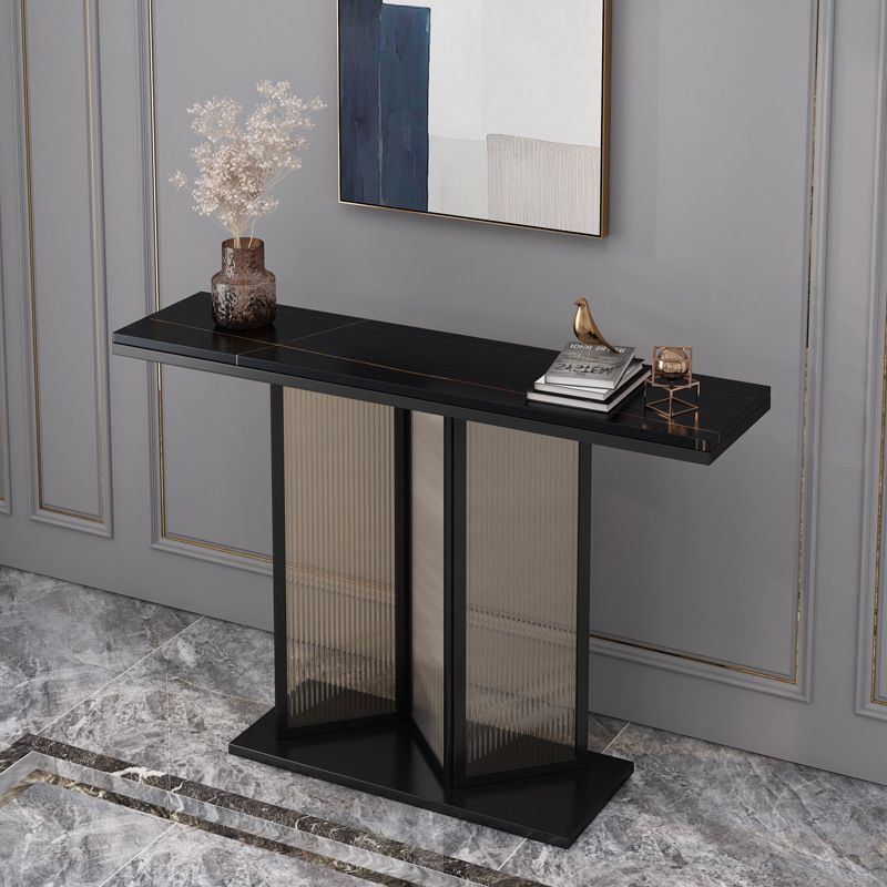 Stone Rectangle Console Table 1-Shelf 31.5" Tall Accent Table for Hall