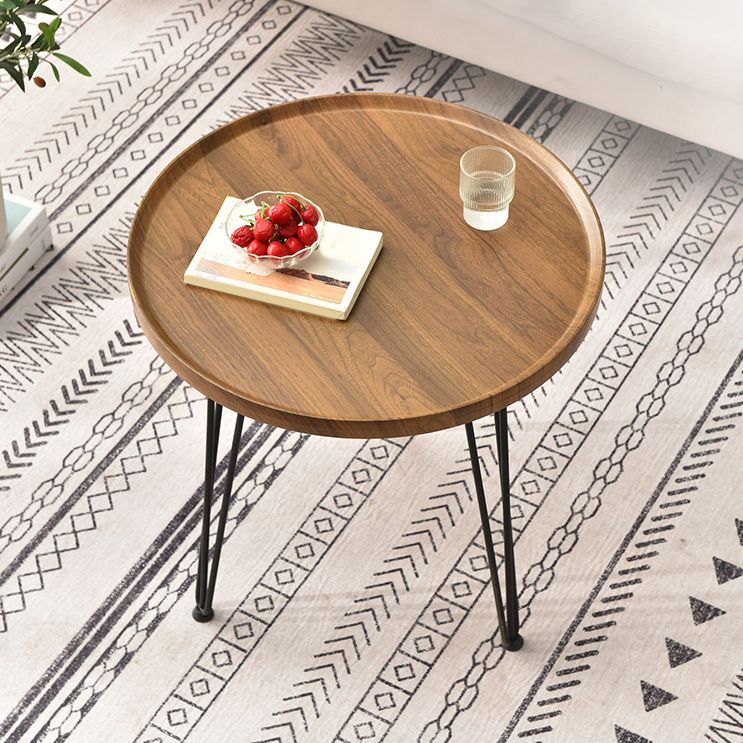 3 Legs Round Coffee Table Wooden Coffee Table in Brown Modern Style