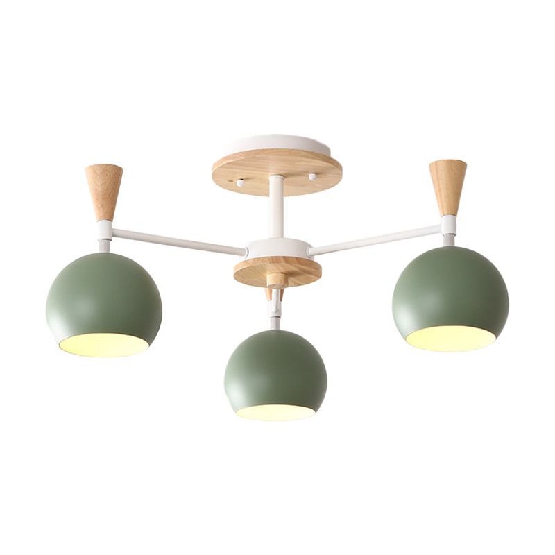 Macaron 3/6/8-Light Ceiling Lamp with Acrylic Shade Pink/Yellow/Blue Dome Semi Flush Pendant