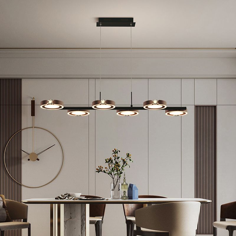 Nordic Metal Island Light 6 Lights Island Colgante con cristal para el comedor