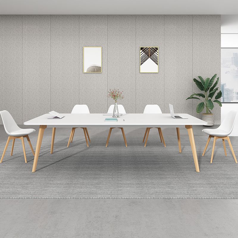 Manufactured Wood Contemporary Rectangle Table White Wood Top Table with 4 Legs