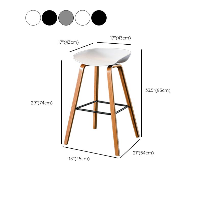 Contemporary Living Room Wood Legs Low Back Bar Stool with Footrest