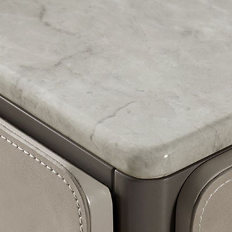 Contemporary Coffee Or End Table Marble with Storage Drawers Rectangle