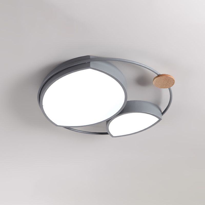 Grey Finish Arc Ceiling Flush Nordic Style LED Metal Flush Mount Lamp Fixture for Bedroom