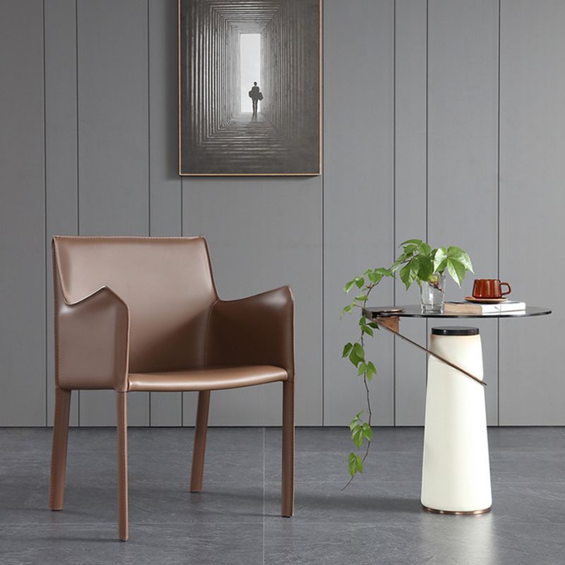 Modern Upholstered Dining Arm Chair Faux Leather Dining Accent Chair