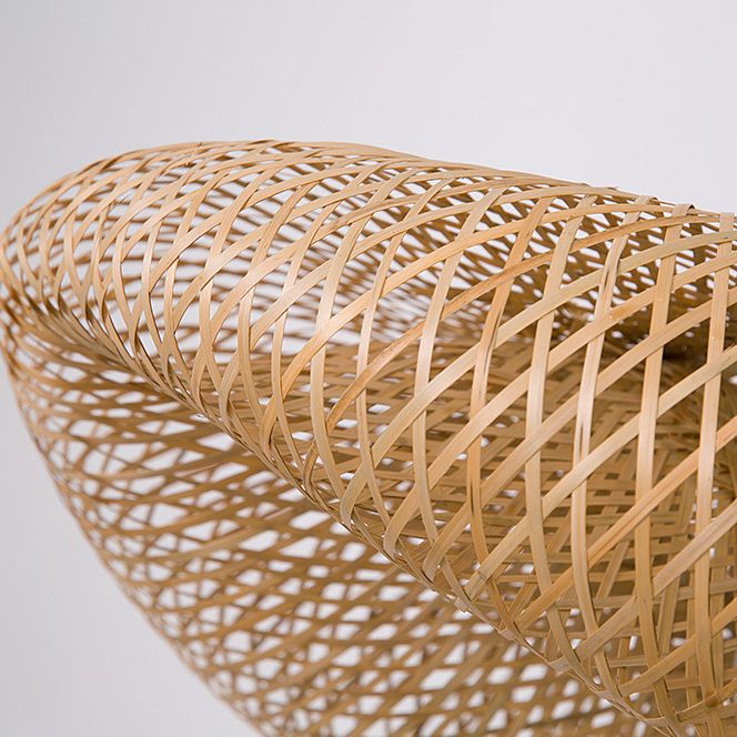 Modernes Touch Hanging Light Kit Bambus 1 Leichte Esszimmer Anhängerlampe in Beige