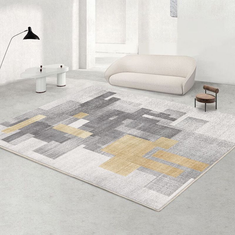 Variegated Gray Area Rug Modern Washable Carpet Polypropylene Non-Slip Area Rug for Living Room