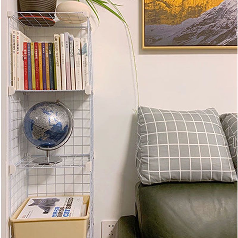 Contemporary Metal Shelf Bookcase Closed Back Home Book Shelf