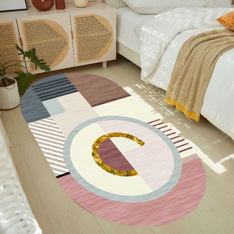 Atrovirens Modern Carpet Polyester Striped Carpet Non-Slip Backing Carpet for Living Room