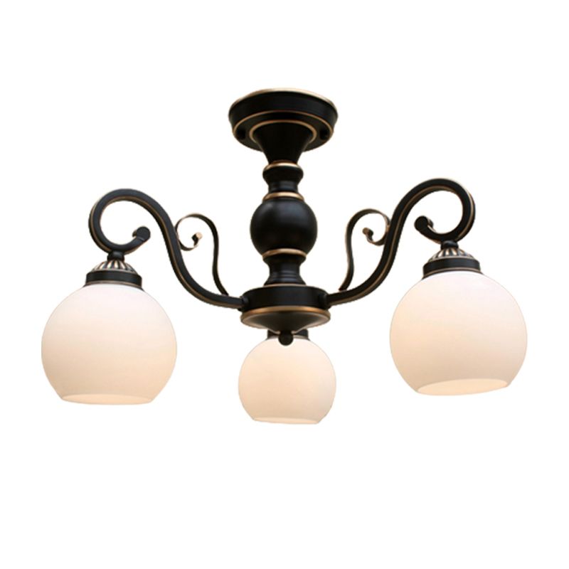 Traditional Ceiling Light Globe Glass Shade Flush Mount Light for Bedroom Living Room