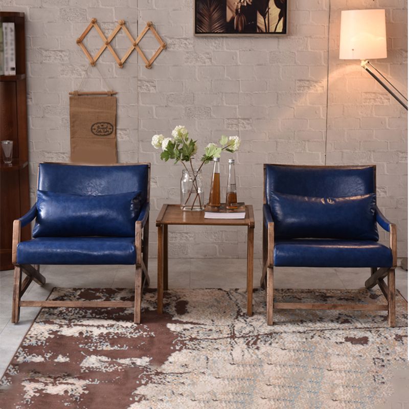 25.59" L x 29.52" W x 28.34" H Faux Leather Square Arms Lounge Chair with Pillow Back