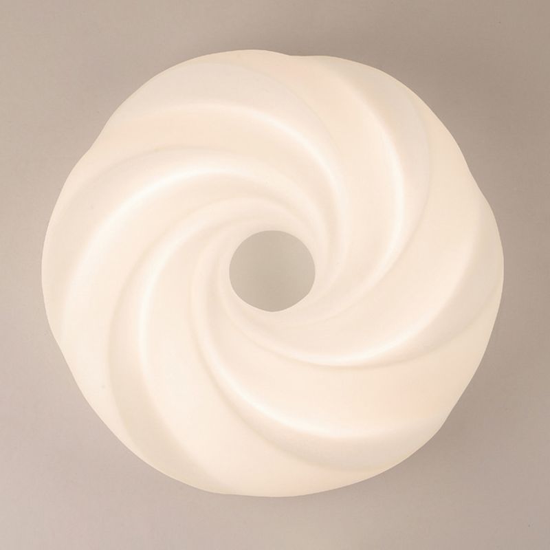 Metal Geometric Shape Flush Light Modern Style 1 Light Flush Mount Ceiling Lights in White