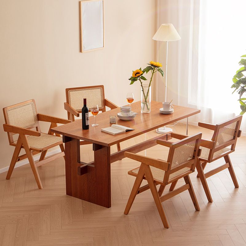 Cherry Wooden Solid Wood Dining Table Trestle Base Rectangle Dining Table