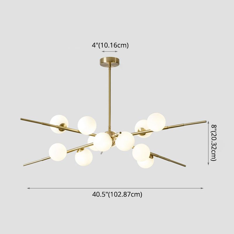 Modern Starburst Hanging Chandelier Light Opal Glass Shade Ceiling Chandelier for Living Room
