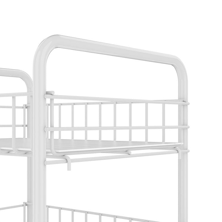 Modern Style Bookshelf White Open Back Metal Bookcase with Caster Wheels