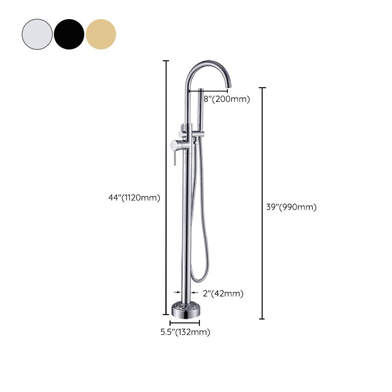 Floor Mounted Metal Freestanding Tub Filler Single Handle Freestanding Faucet with Hose