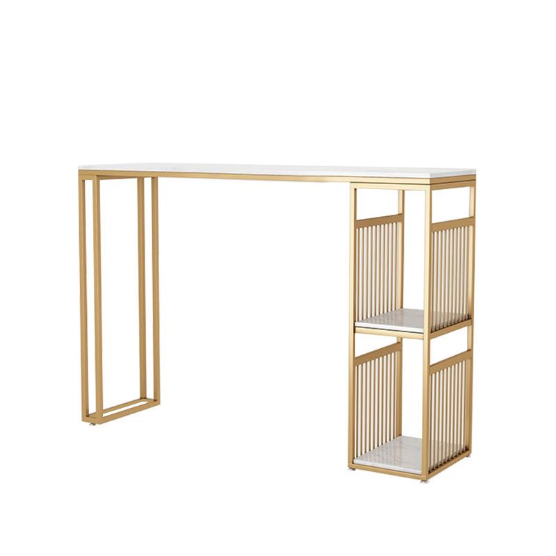 Modern Style Bar-height Table Metal Base Table with 2 Shelves