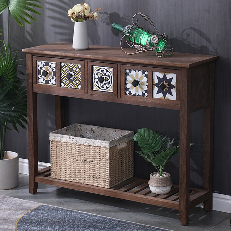 Mid-Century Modern Console Table Rectangle Console Table Floor Shelf