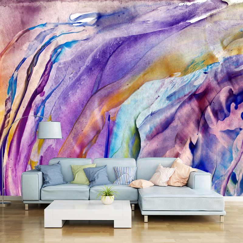 Enchanting Abstract Painting Mural Decal for Home, Purple, Custom Size Available