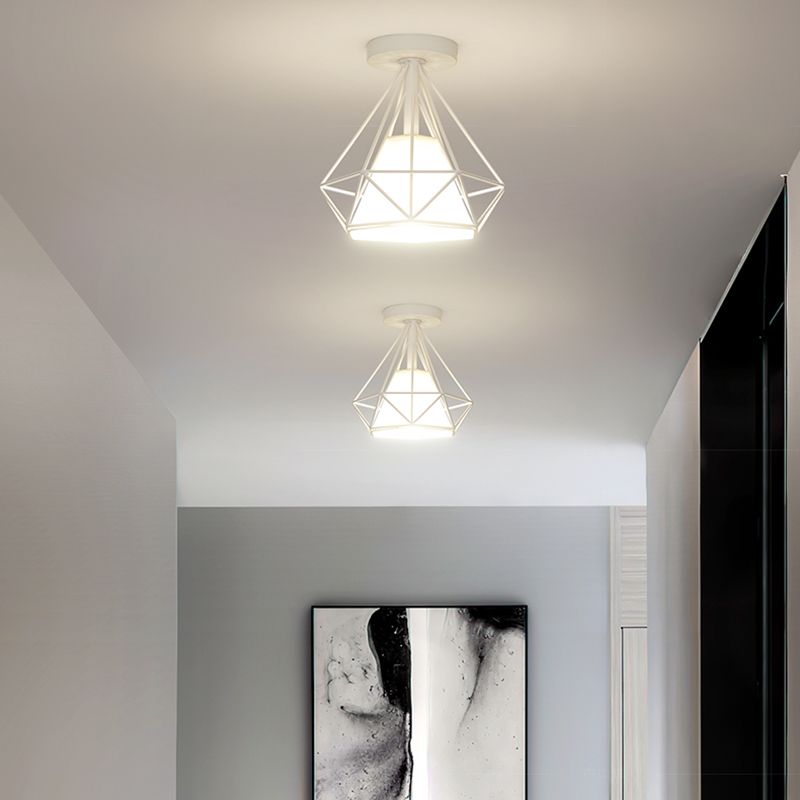 Metalen geometrische schaduw spoel plafondlicht industrieel 1 licht spoelbevestiging in het wit