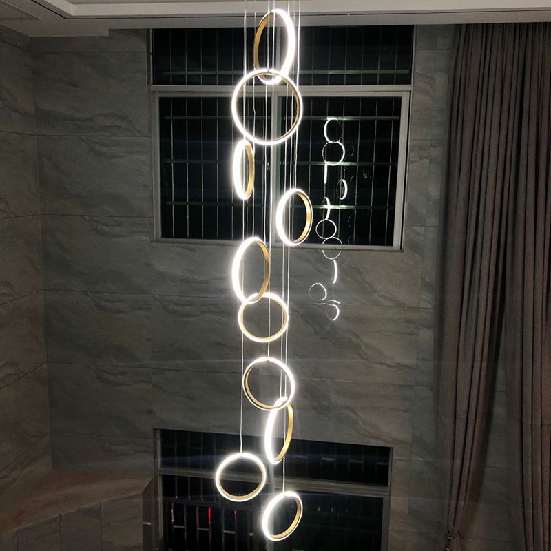 Scade grandi soffitto a sospensione Luce moderna anello di metallo nordico minimalista in ottone