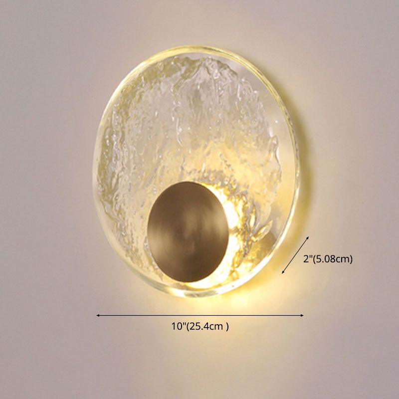 Circular Wall Mount Light Modern Style Clear Crystal 1-Light Sconce Light Fixtures in Gold